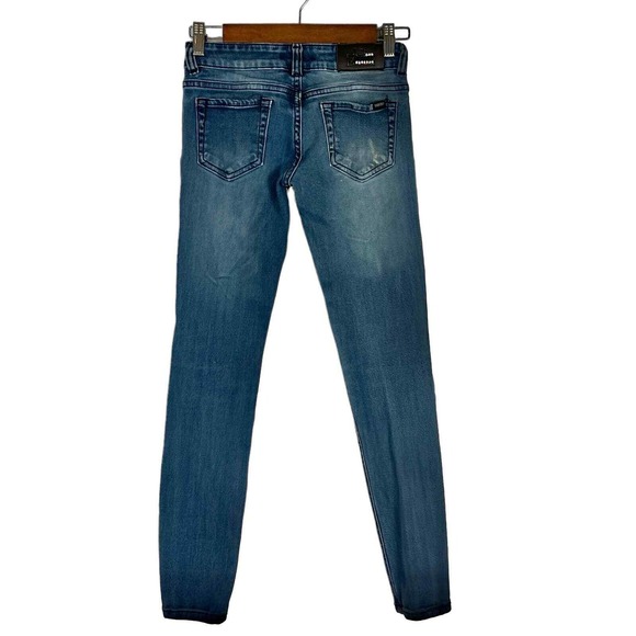 Burberry London Girls Skinny Jeans Blue Wash Size 26 Rhinestone Logo - Picture 5 of 15